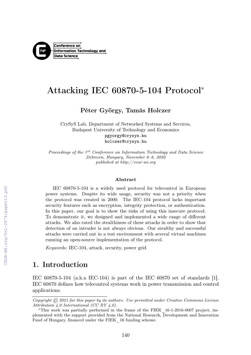 Attacking IEC 60870-5-104 Protocol∗