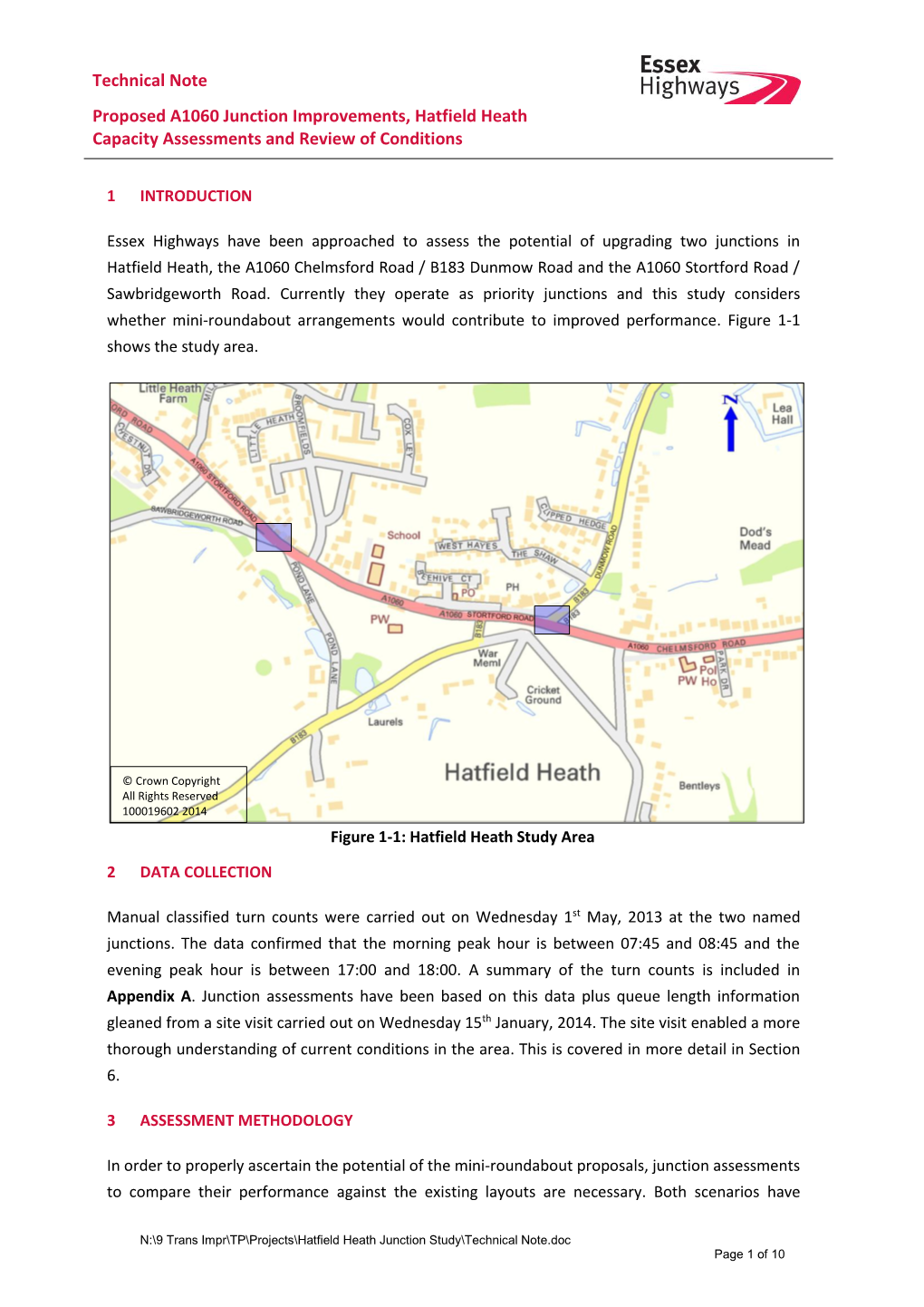Technical Note Proposed A1060 Junction Improvements, Hatfield