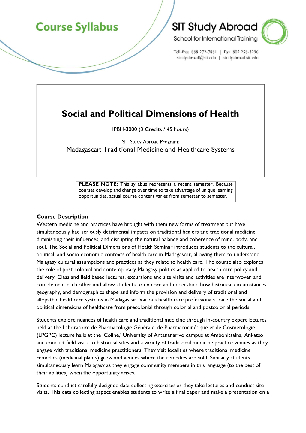 Social and Political Dimensions of Health