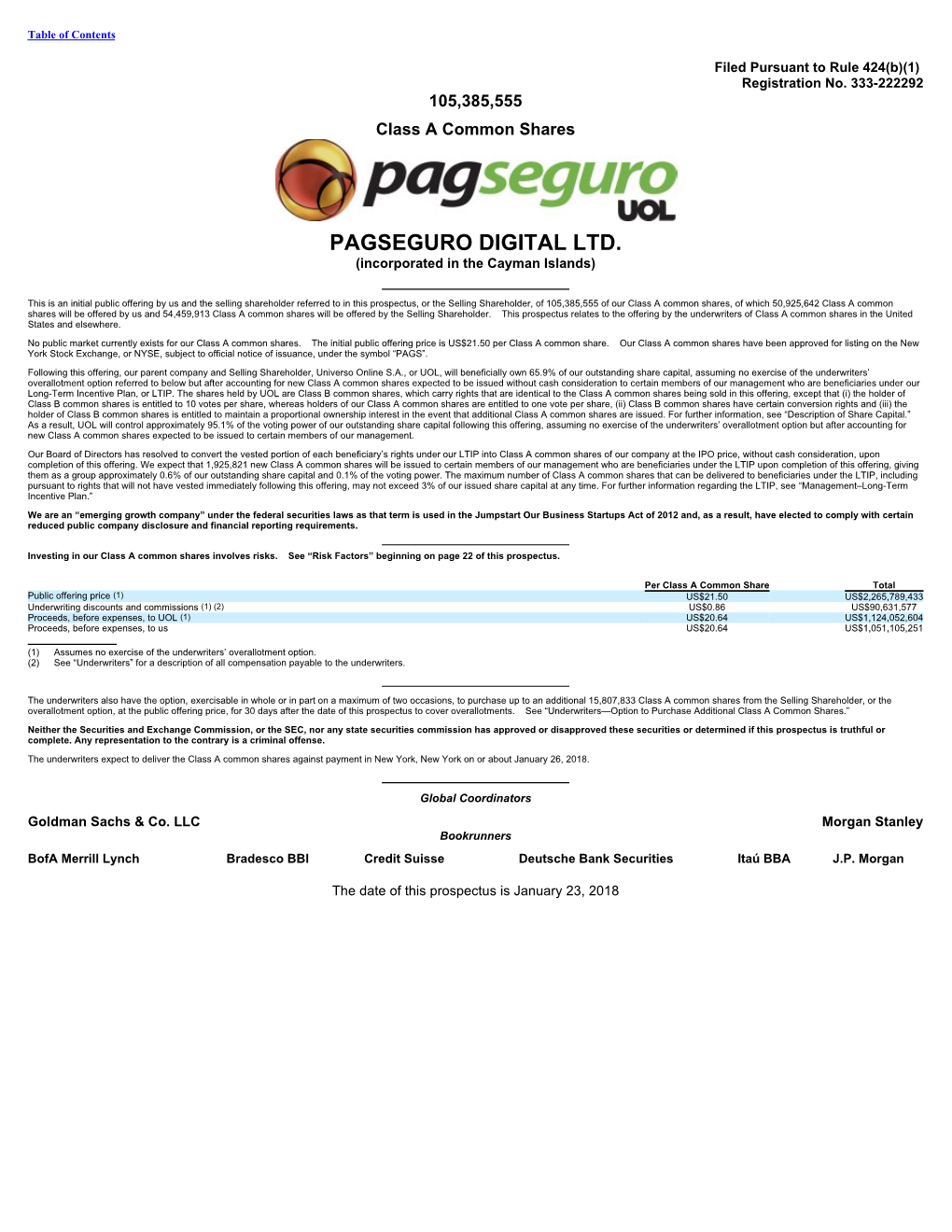PAGSEGURO DIGITAL LTD. (Incorporated in the Cayman Islands)