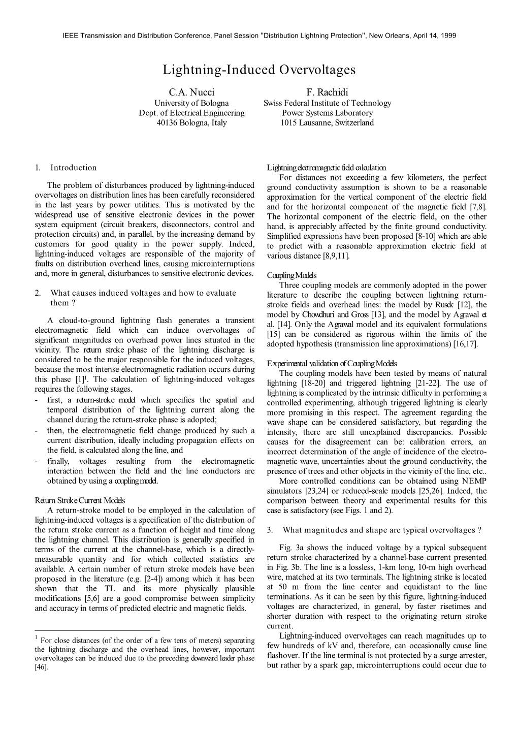 Lightning-Induced Overvoltages C.A