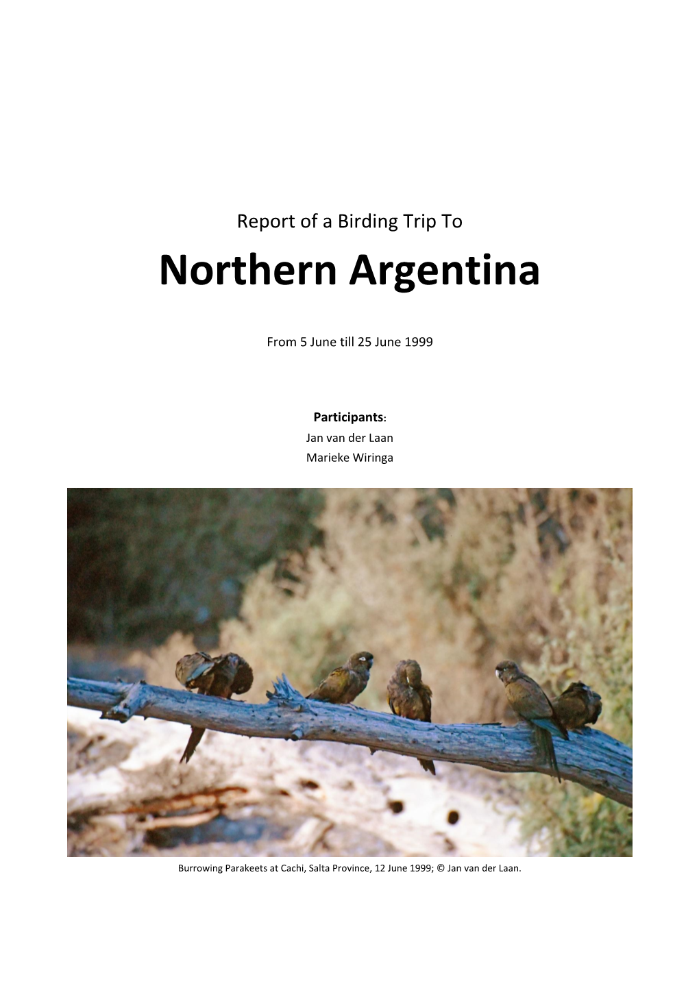 Report of a Birding Trip to Northern Argentina