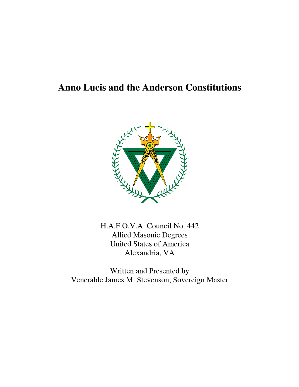 Anno Lucis and the Anderson Constitutions