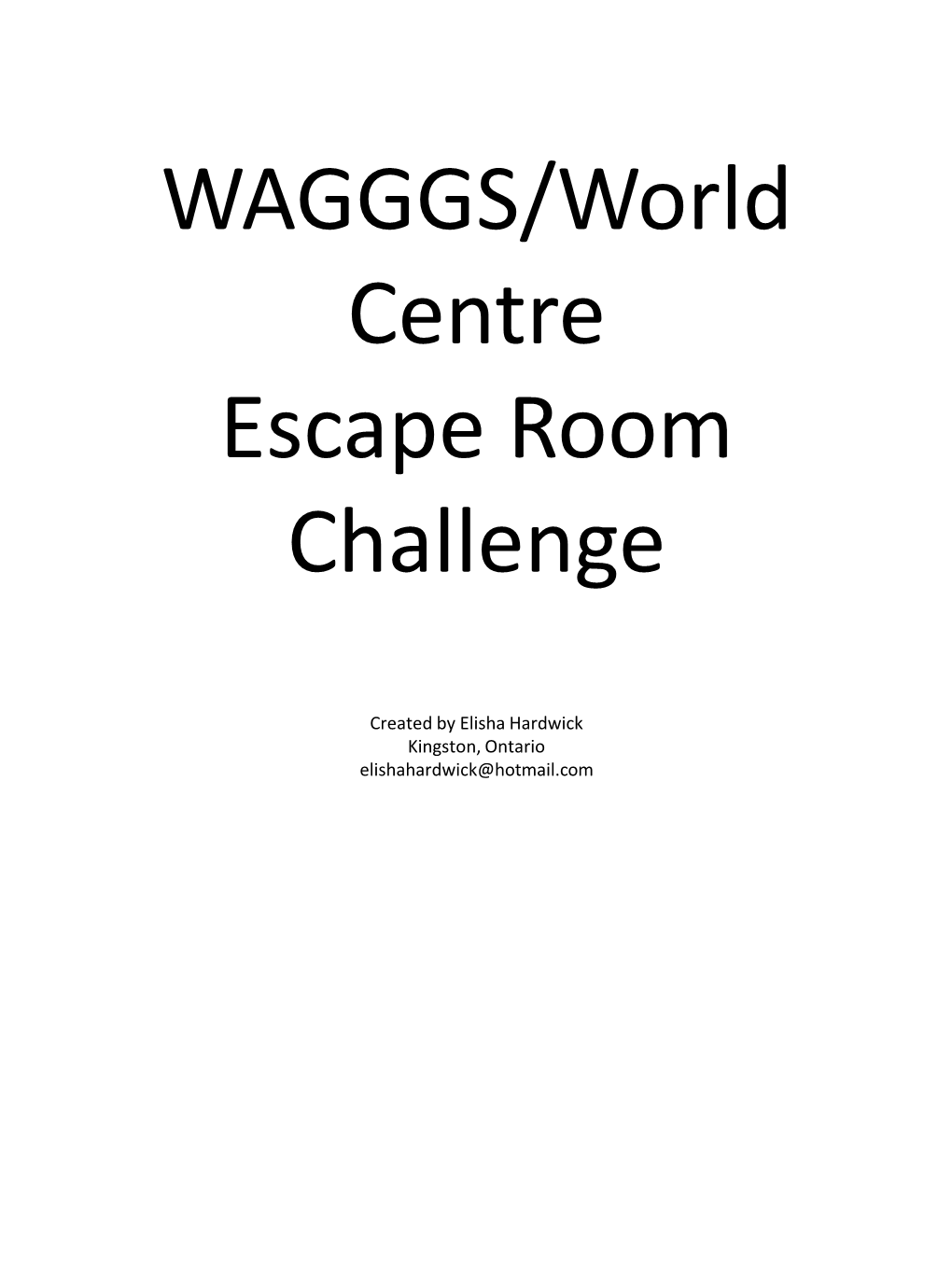 WAGGGS/World Centre Escape Room Challenge