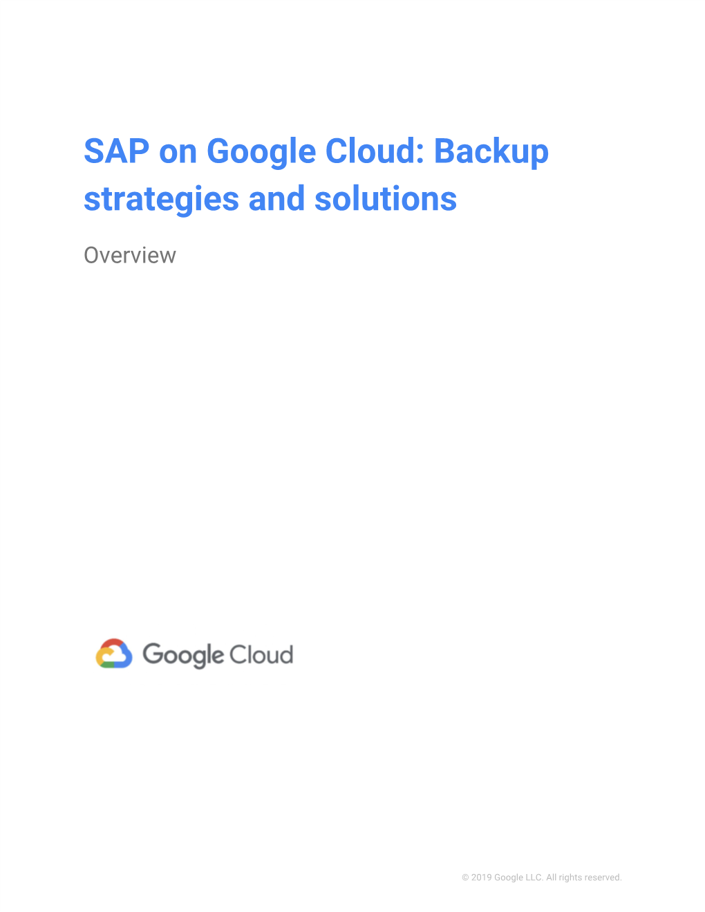 SAP on Google Cloud: Backup Strategies and Solutions