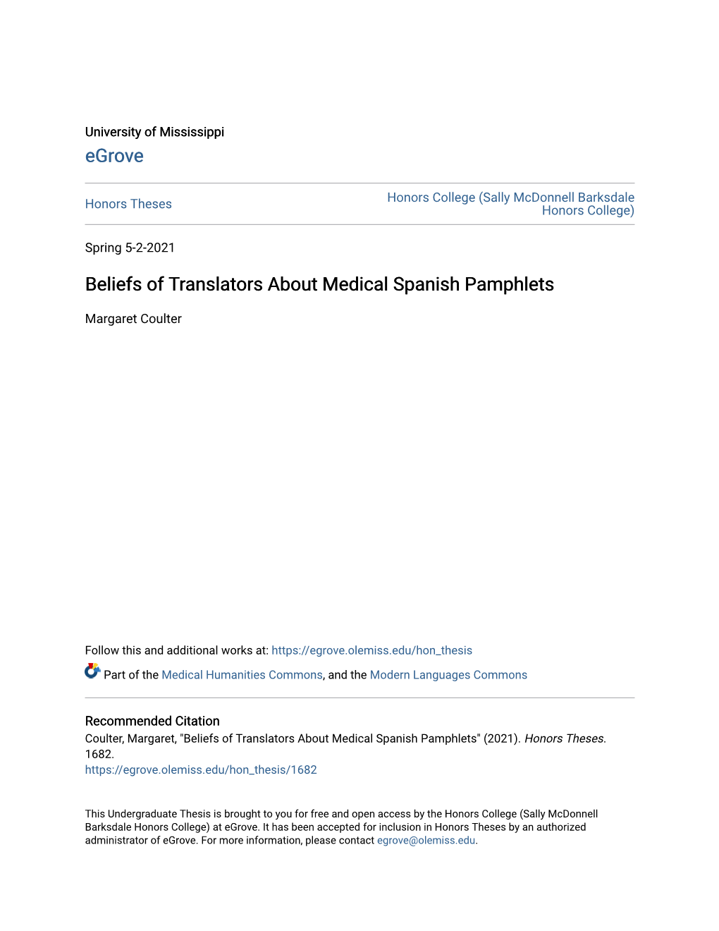 Beliefs of Translators About Medical Spanish Pamphlets