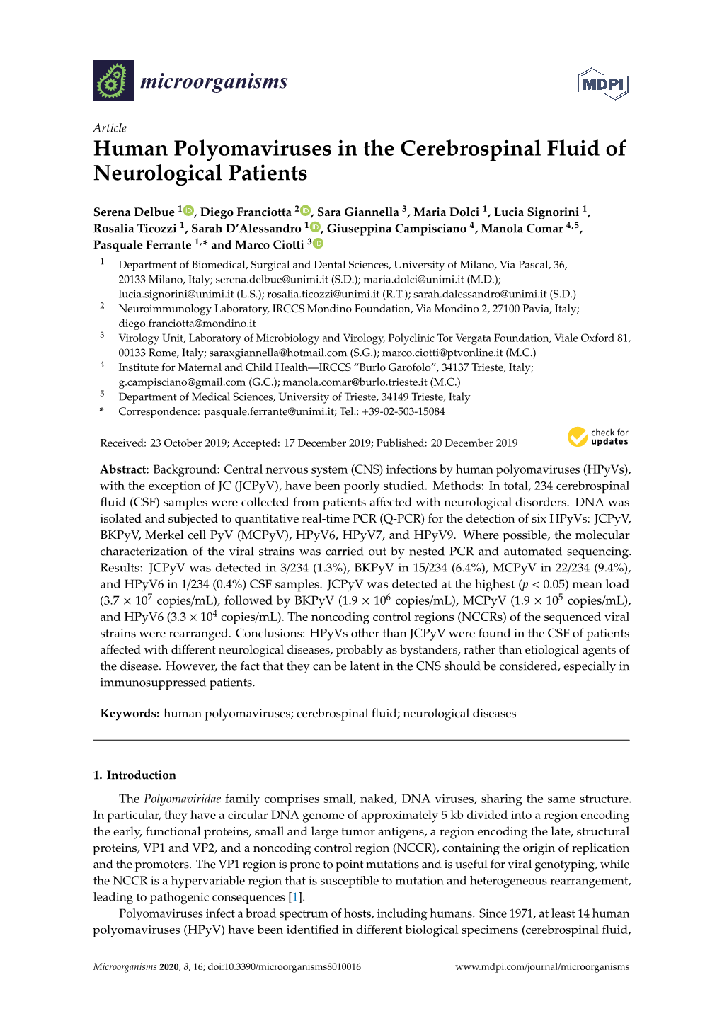 Human Polyomaviruses in the Cerebrospinal Fluid of Neurological Patients