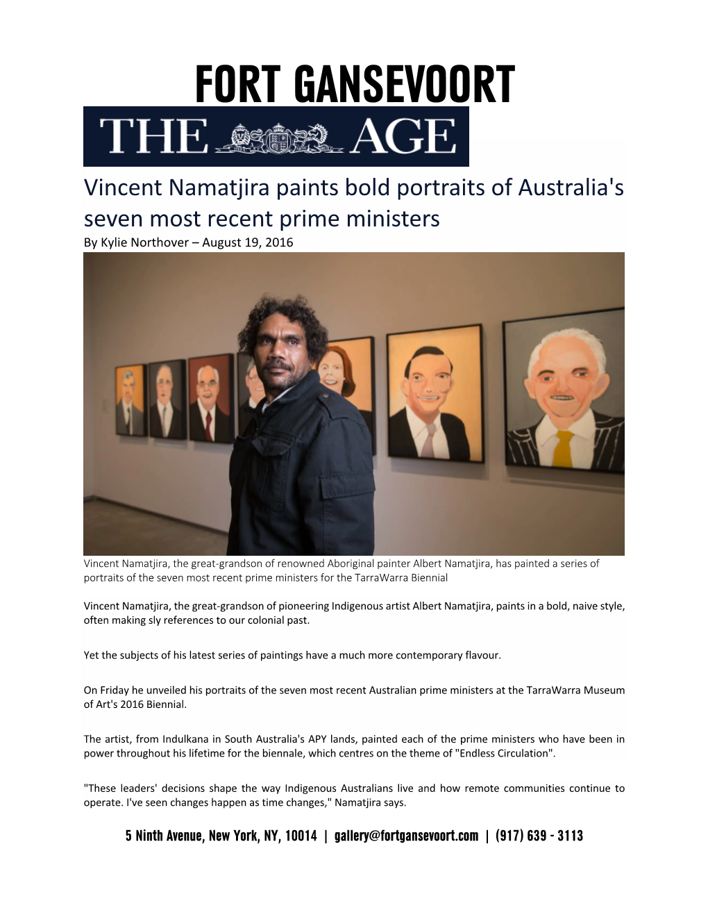 The Age Vincent Namatjira Paints Bold Portraits Of