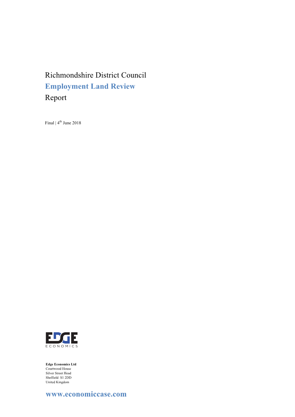 Richmondshire Employment Land Review (2018)