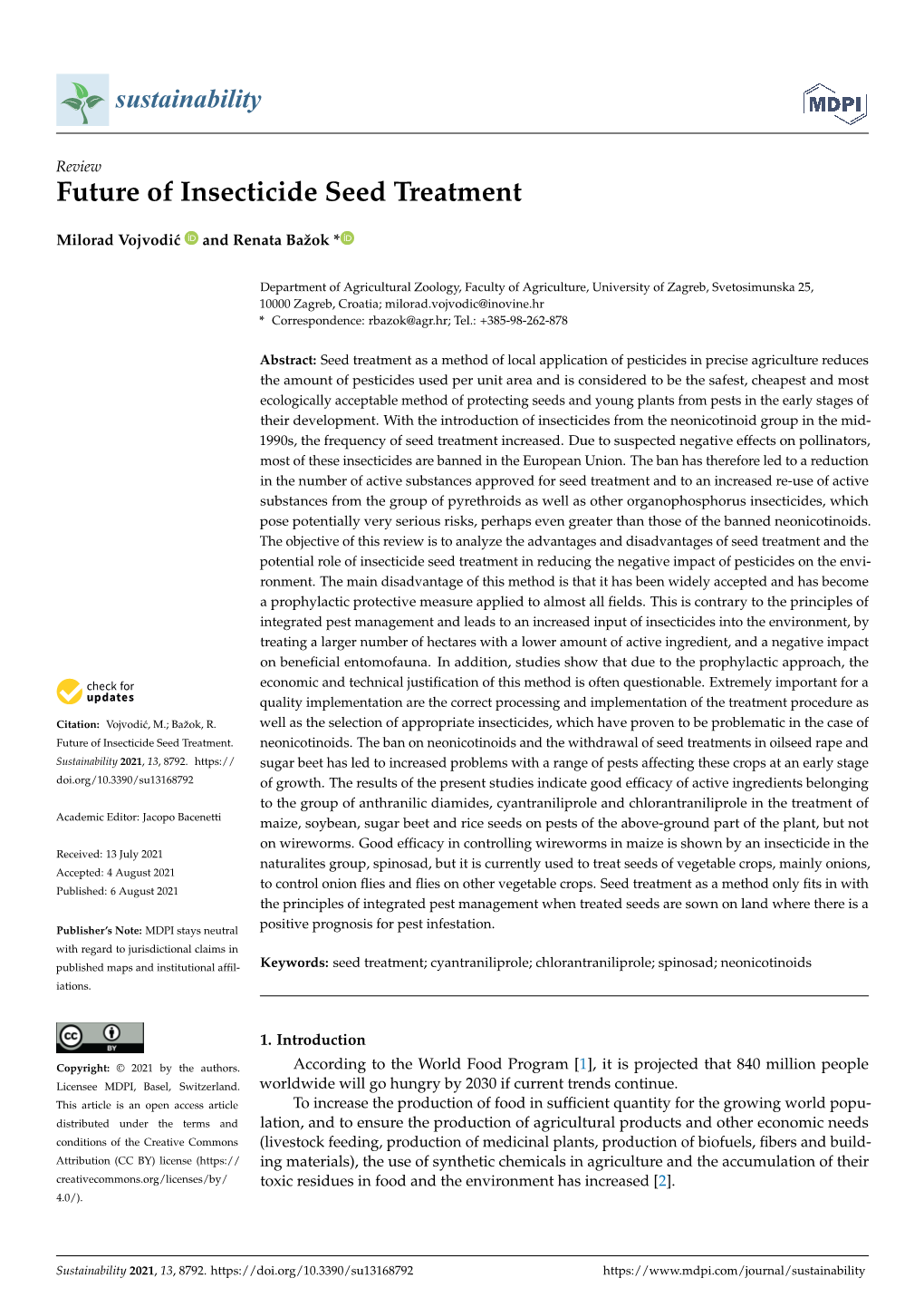 Future of Insecticide Seed Treatment