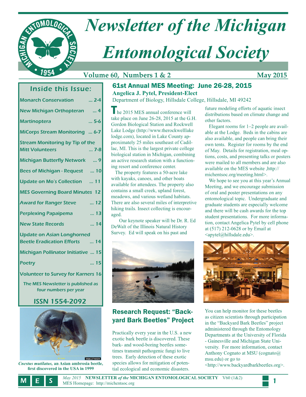 Newsletter of the Michigan Entomological Society