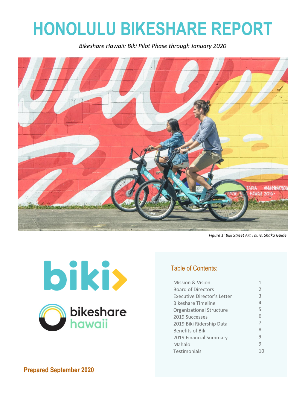 HONOLULU BIKESHARE REPORT Bikeshare Hawaii: Biki Pilot Phase Through January 2020