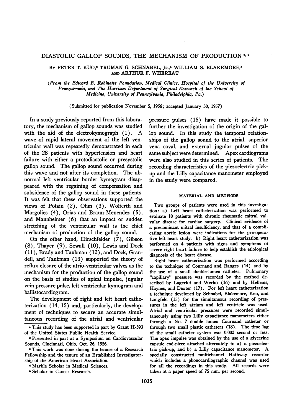 DIASTOLIC GALLOP SOUNDS, the MECHANISM of PRODUCTION 1'2 by PETER T