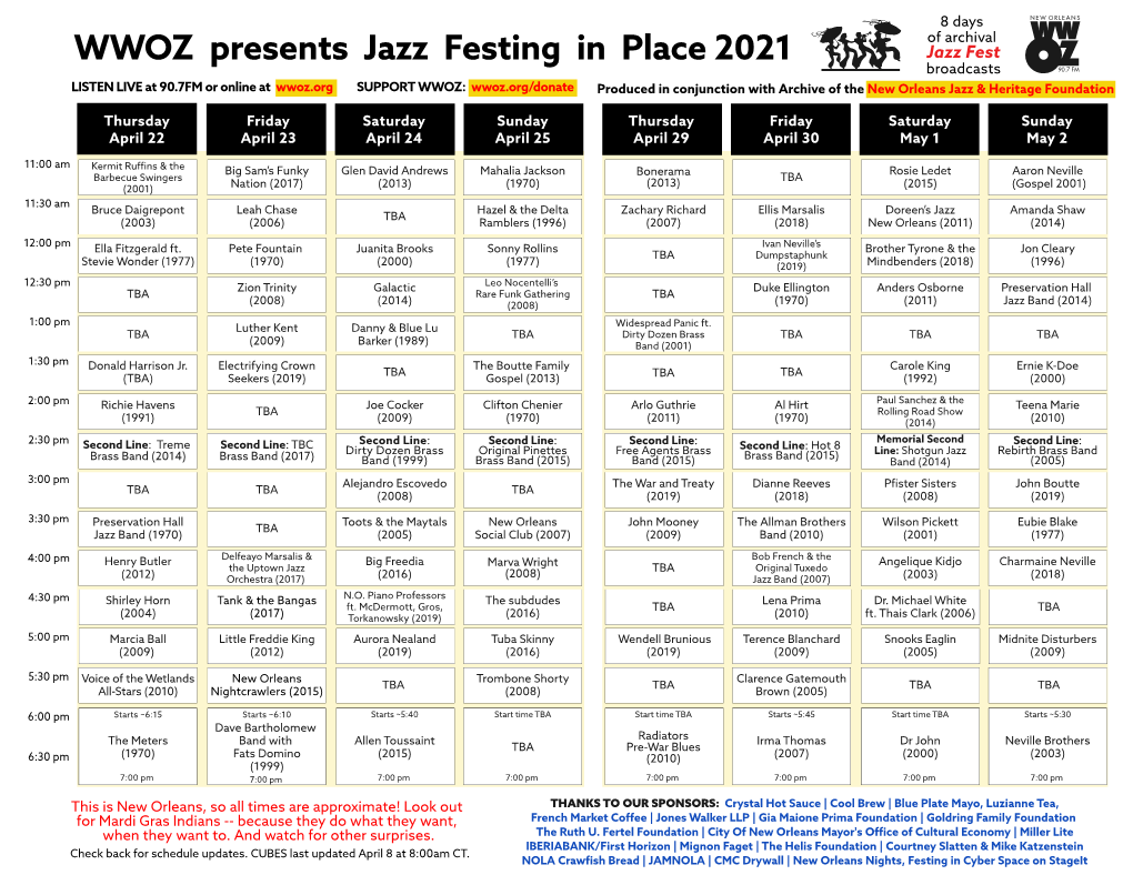 WWOZ Presents Jazz Festing in Place 2021