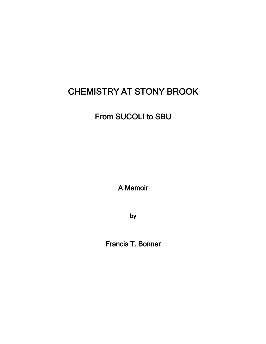 Chemistry at Stony Brook