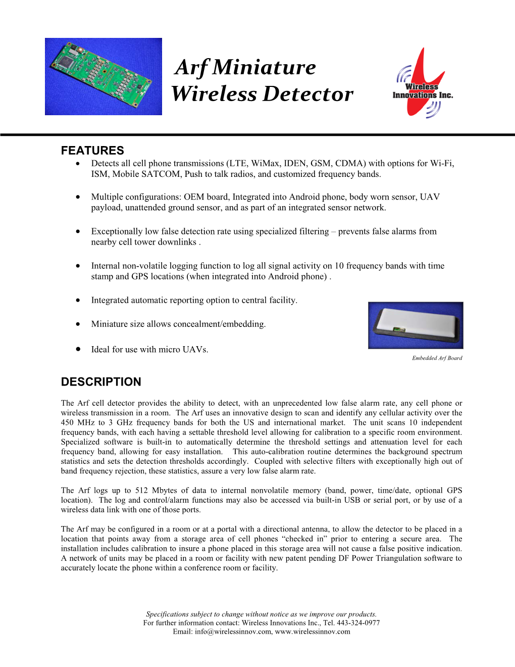 Arf Miniature Wireless Detector