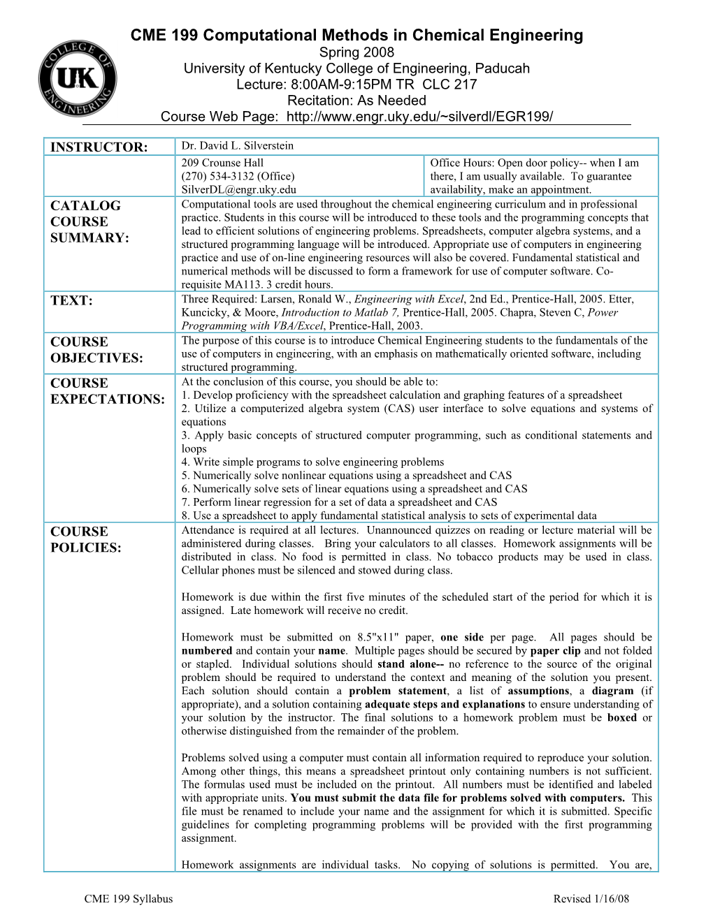 CME 199 Computational Methods in Chemical Engineering