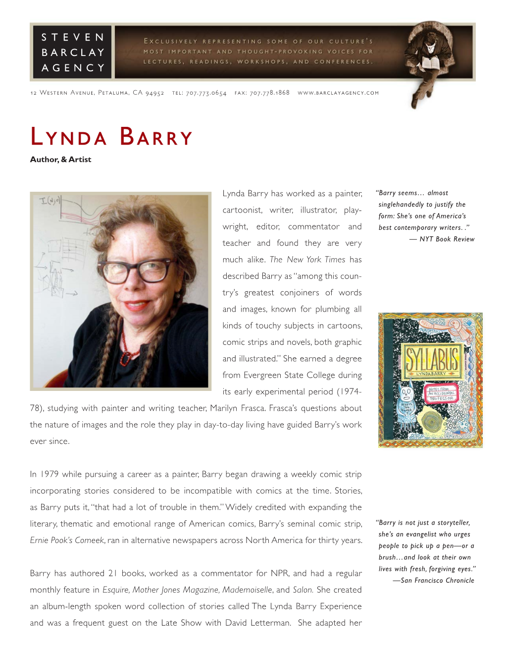 Lynda Barry Author, & Artist