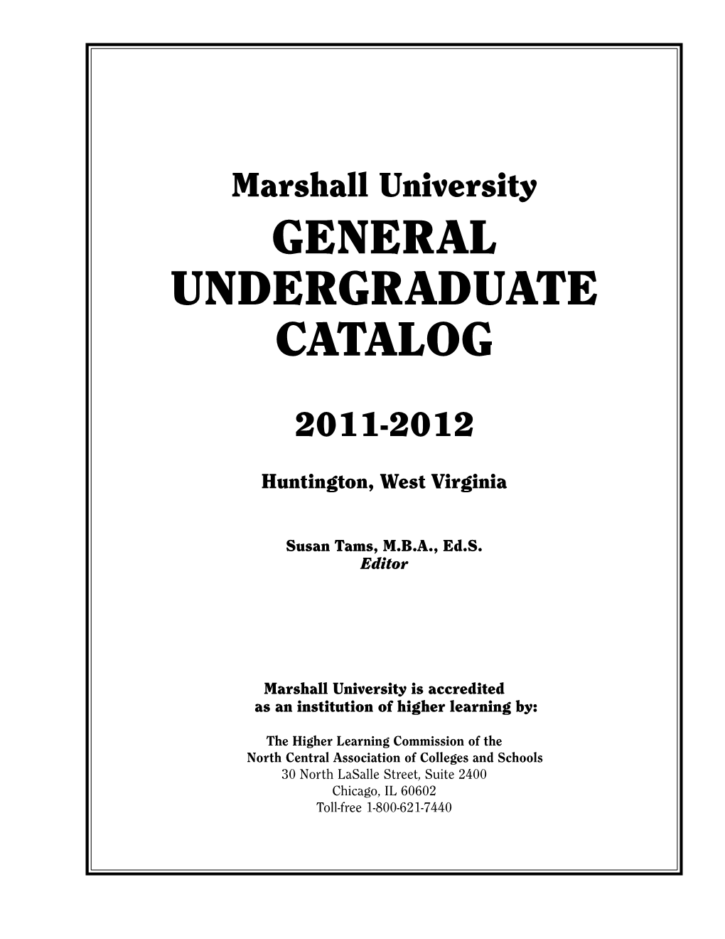 Marshall University General Undergraduate Catalog