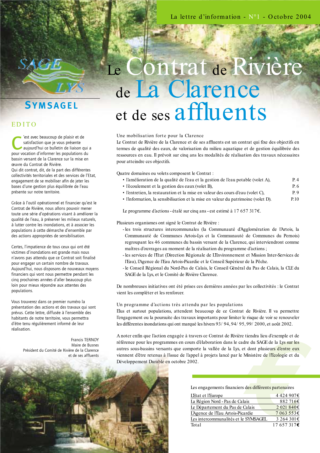 Le Contratde Rivière De La Clarence Et De Ses Affluents