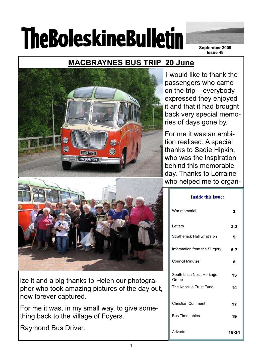 MACBRAYNES BUS TRIP 20 June