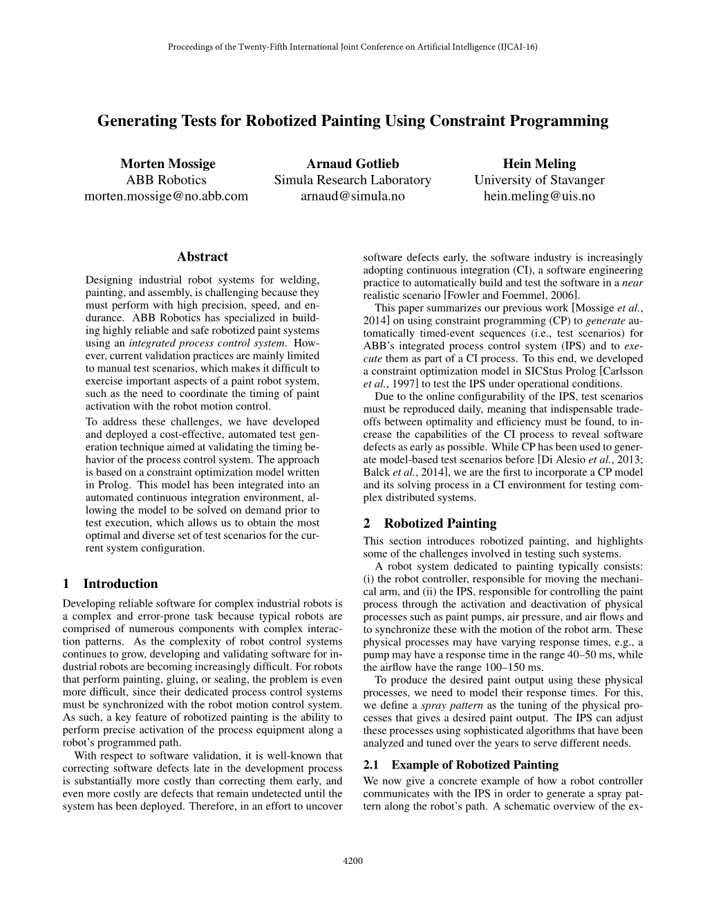 Generating Tests for Robotized Painting Using Constraint Programming