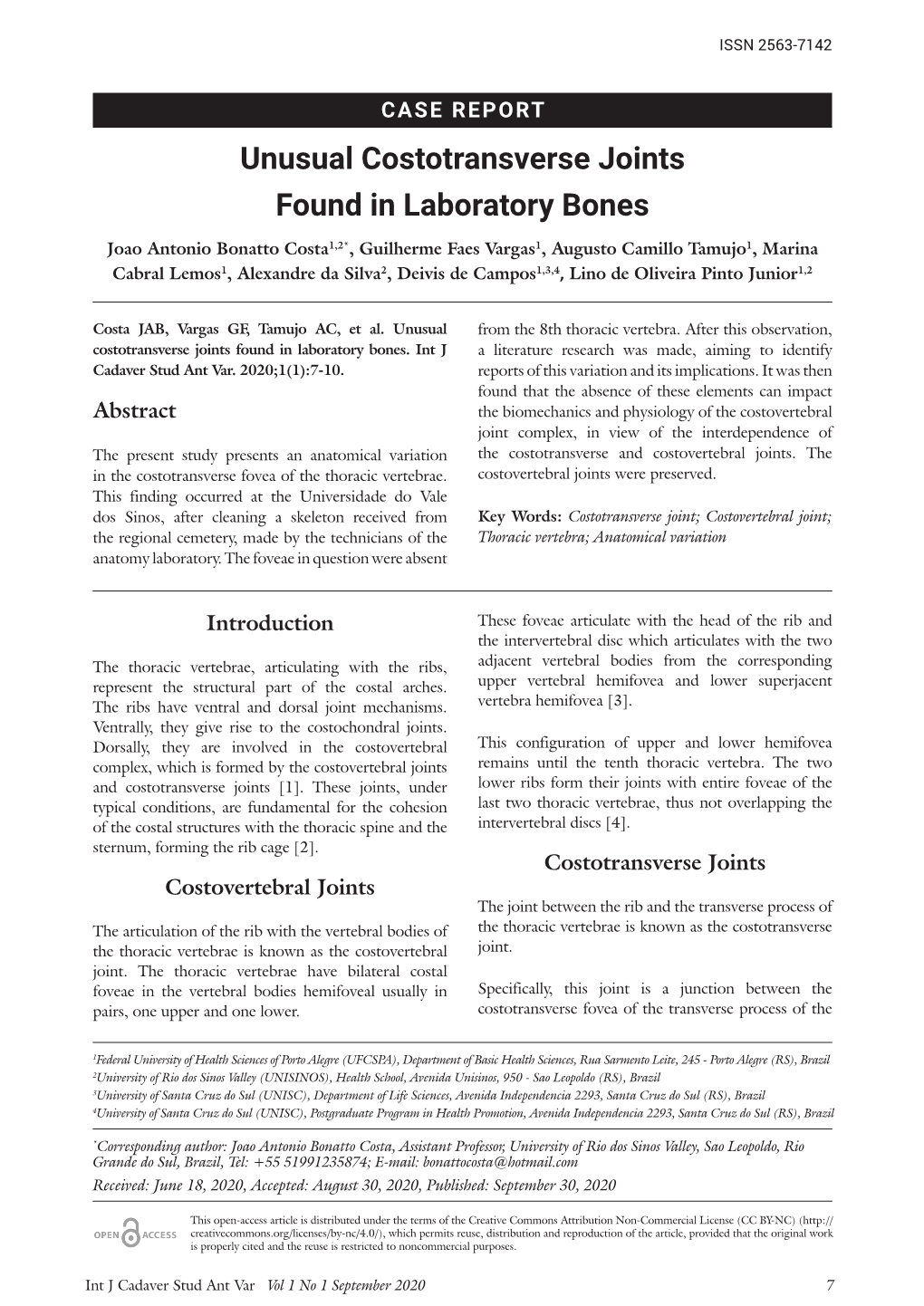 Unusual Costotransverse Joints Found in Laboratory Bones