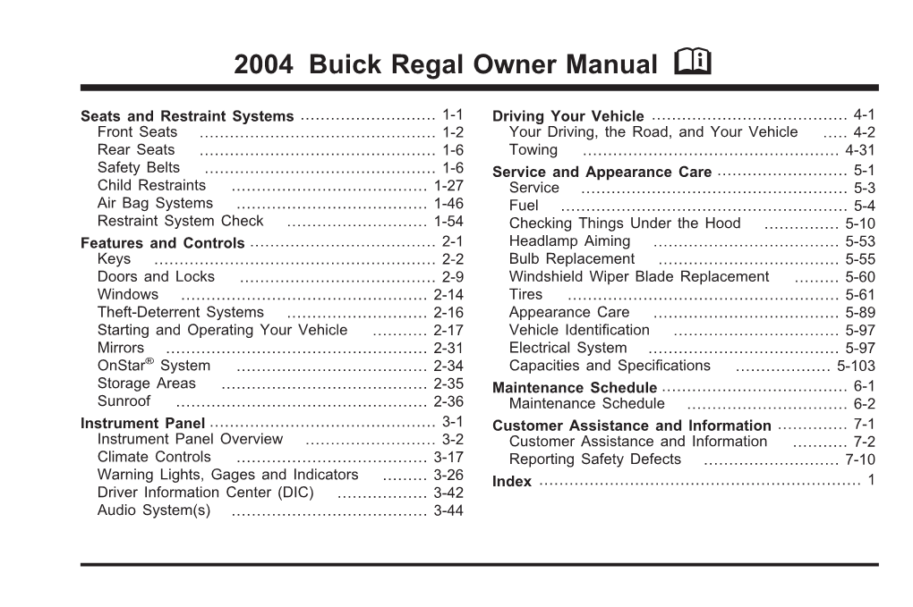 2004 Buick Regal Owner Manual M