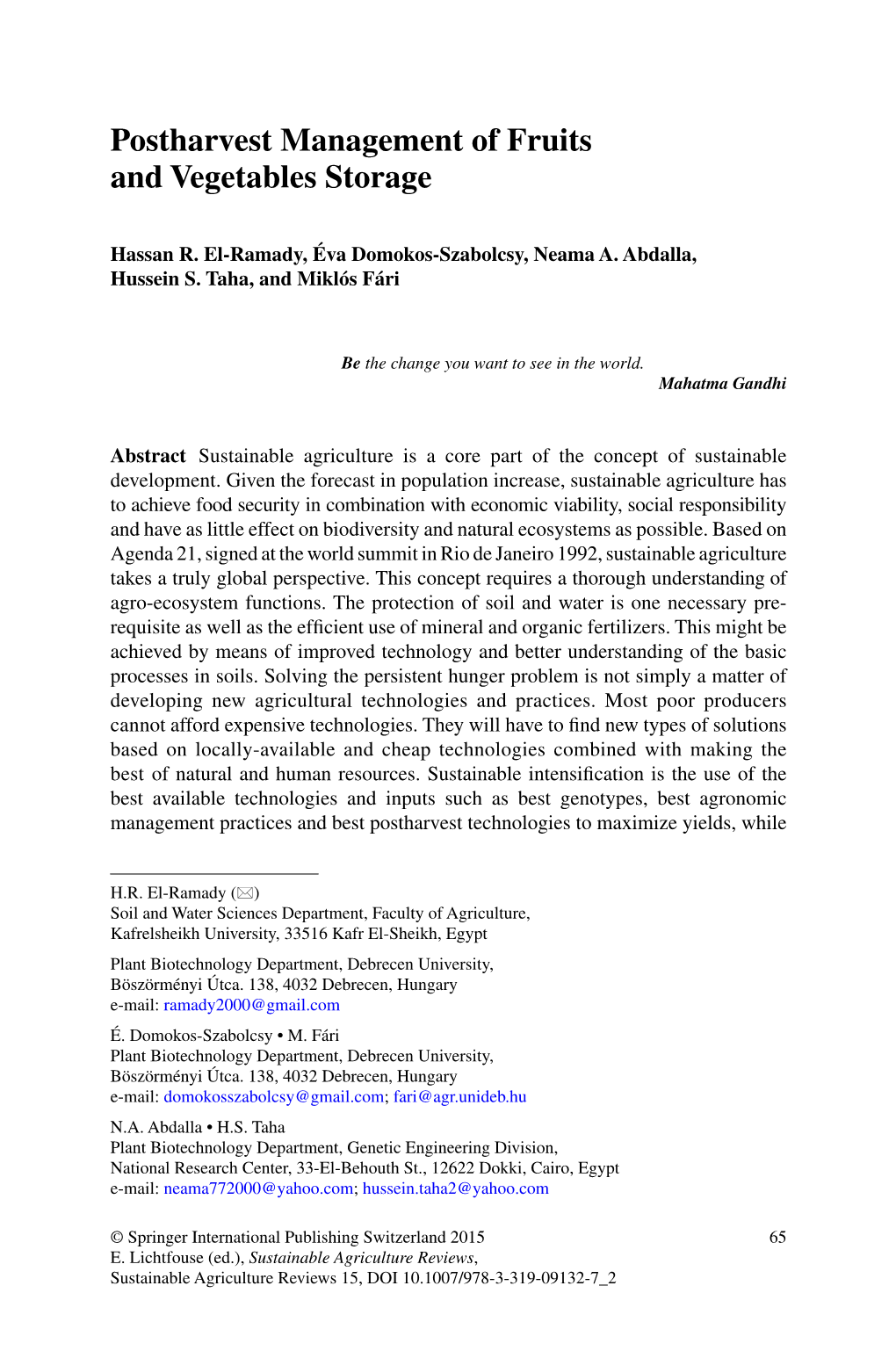 Postharvest Management of Fruits and Vegetables Storage