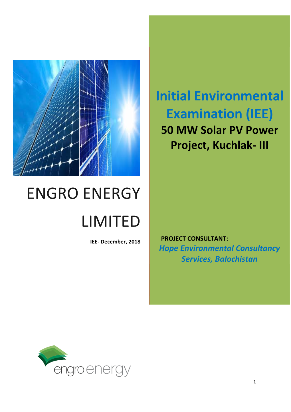 Engro Energy Limited 16Th Floor, Harbor Front Building, Marine Drive, Block 4, Clifton, Karachi