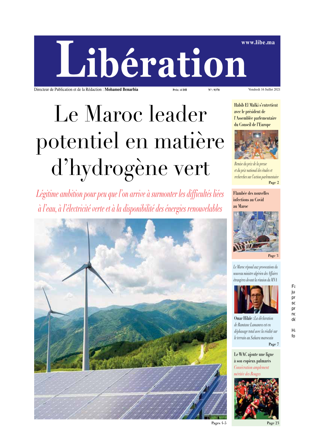 Le Maroc Leader Potentiel En Matière D'hydrogène Vert