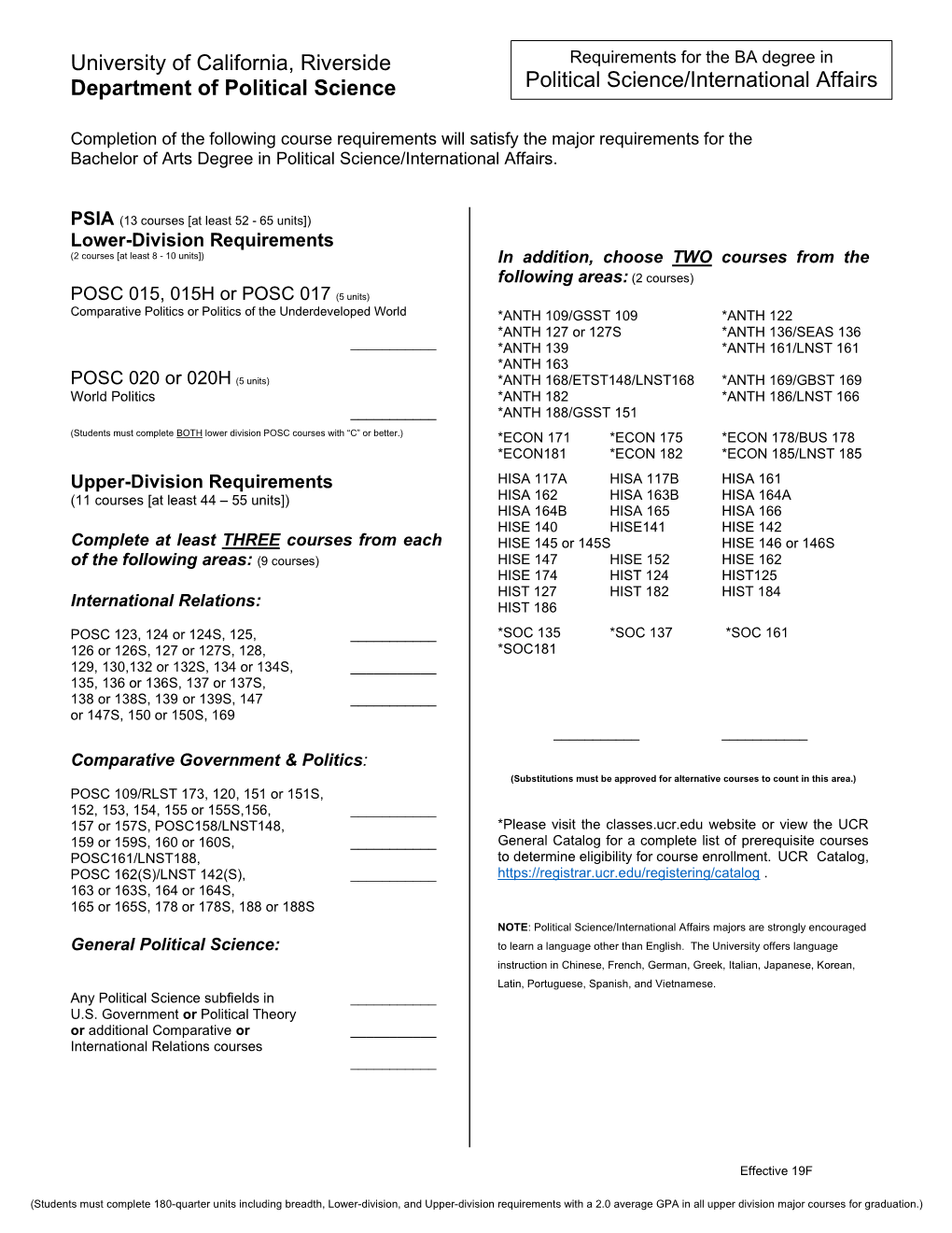 Political Science/International Affairs