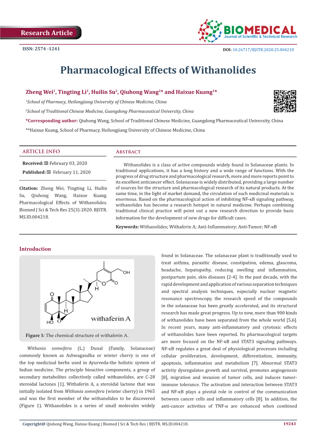 Pharmacological Effects of Withanolides