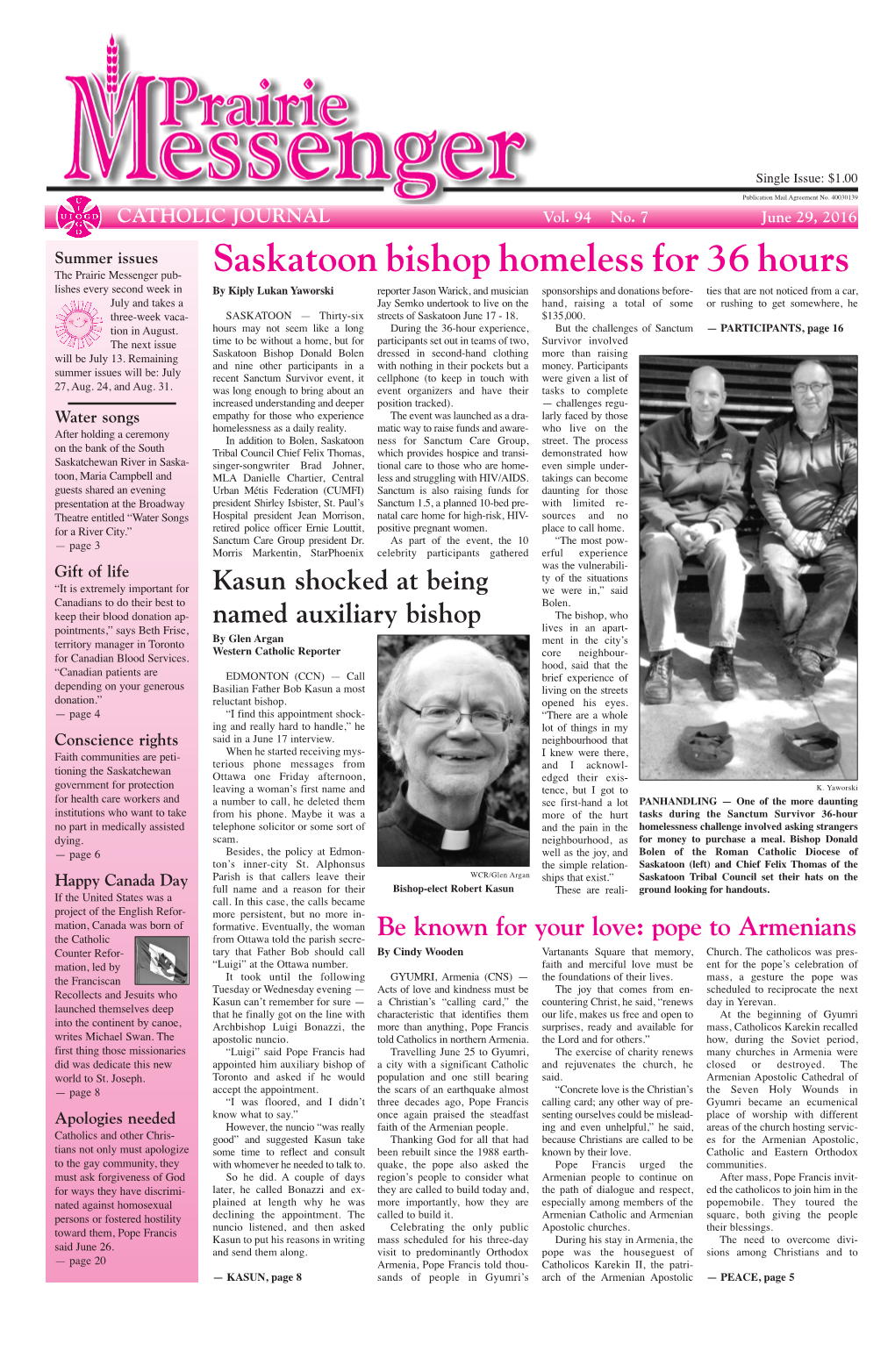 Saskatoon Bishop Homeless for 36 Hours