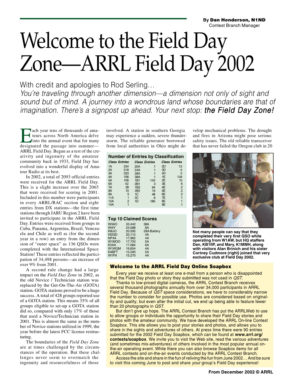 The Field Day Zone—ARRL Field Day 2002