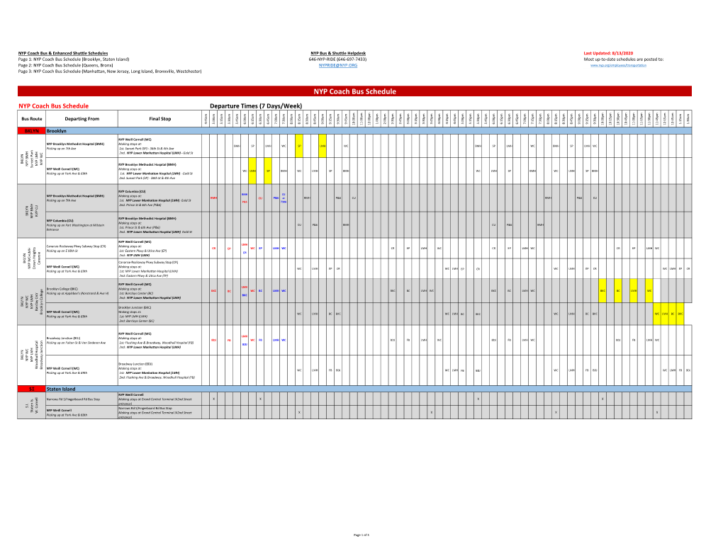 NYP Coach Bus Schedule