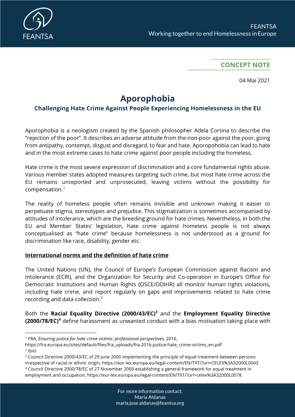Aporophobia Challenging Hate Crime Against People Experiencing Homelessness in the EU