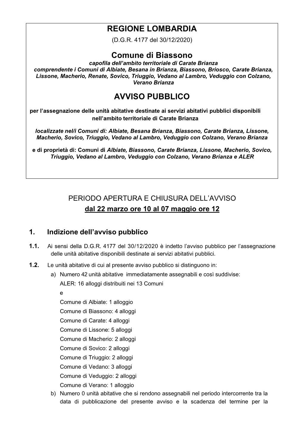 REGIONE LOMBARDIA Comune Di