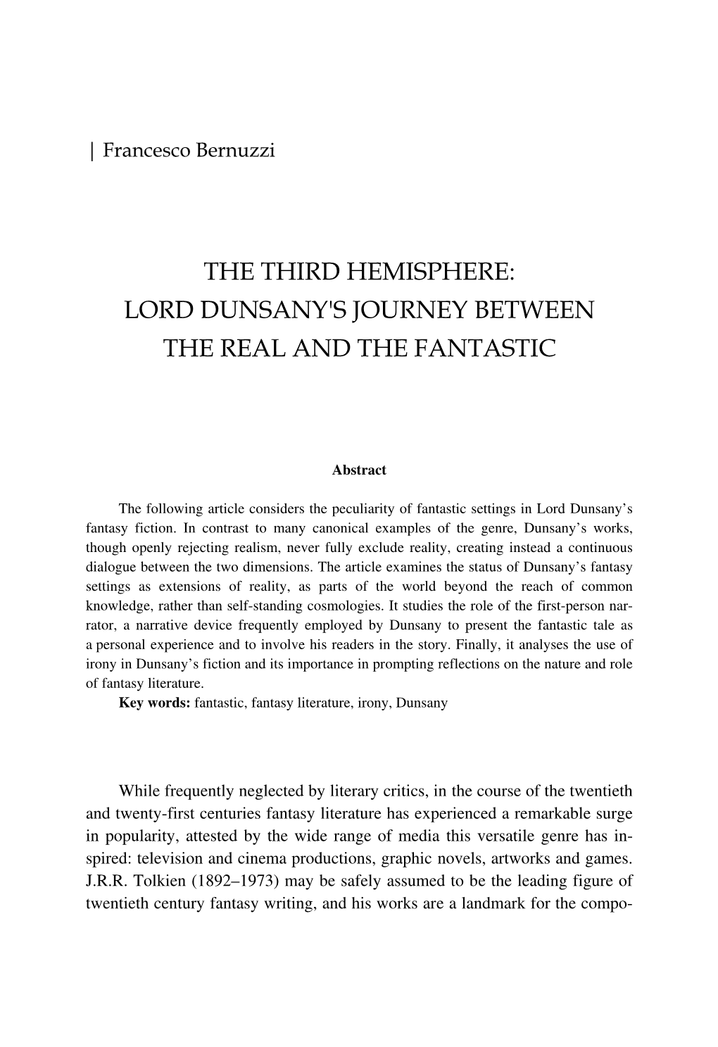 The Third Hemisphere. Lord Dunsany's Journeys Between The