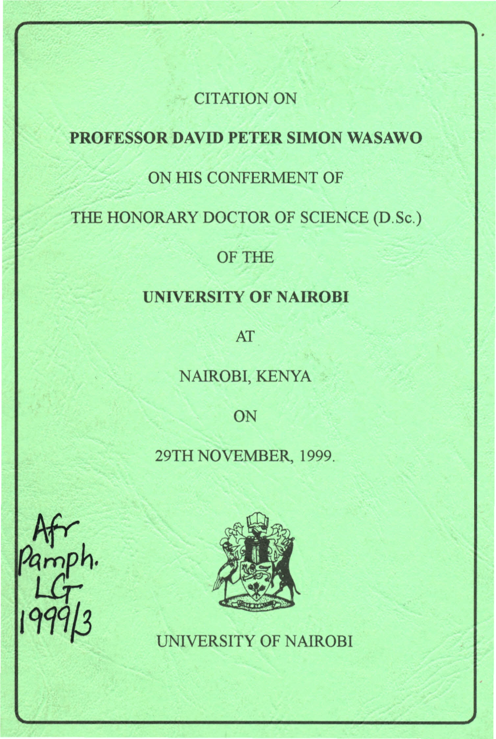 Professor David Peter Simon Wasawo