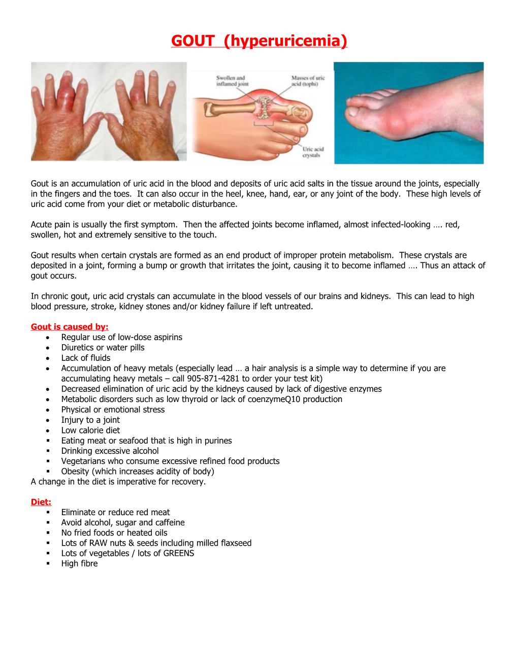 GOUT (Hyperuricemia)