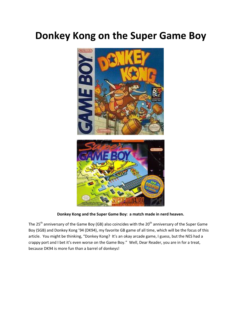 Donkey Kong on the Super Game Boy