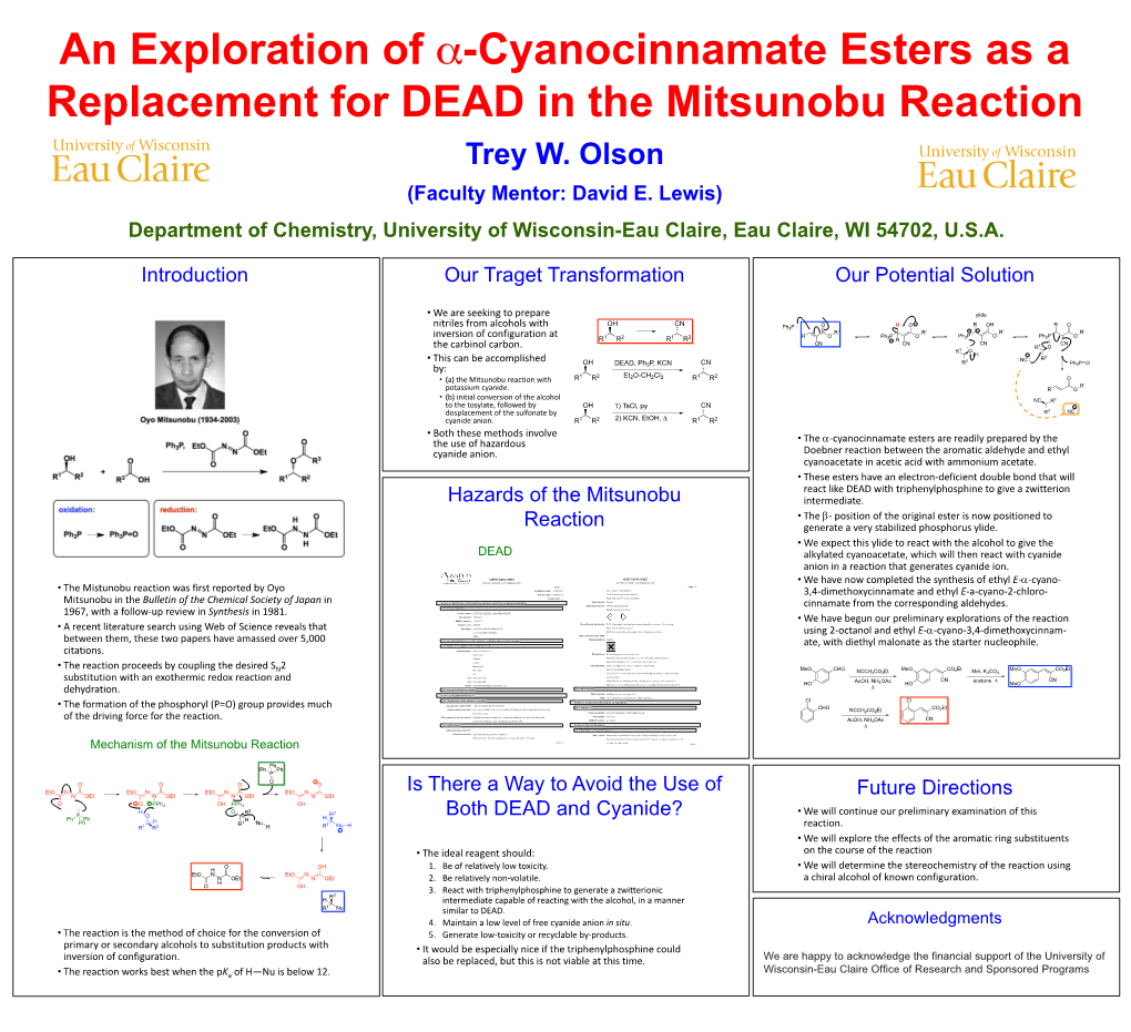 Cyanocinnamate Esters As a Replacement for DEAD in the Mitsunobu Reaction Trey W