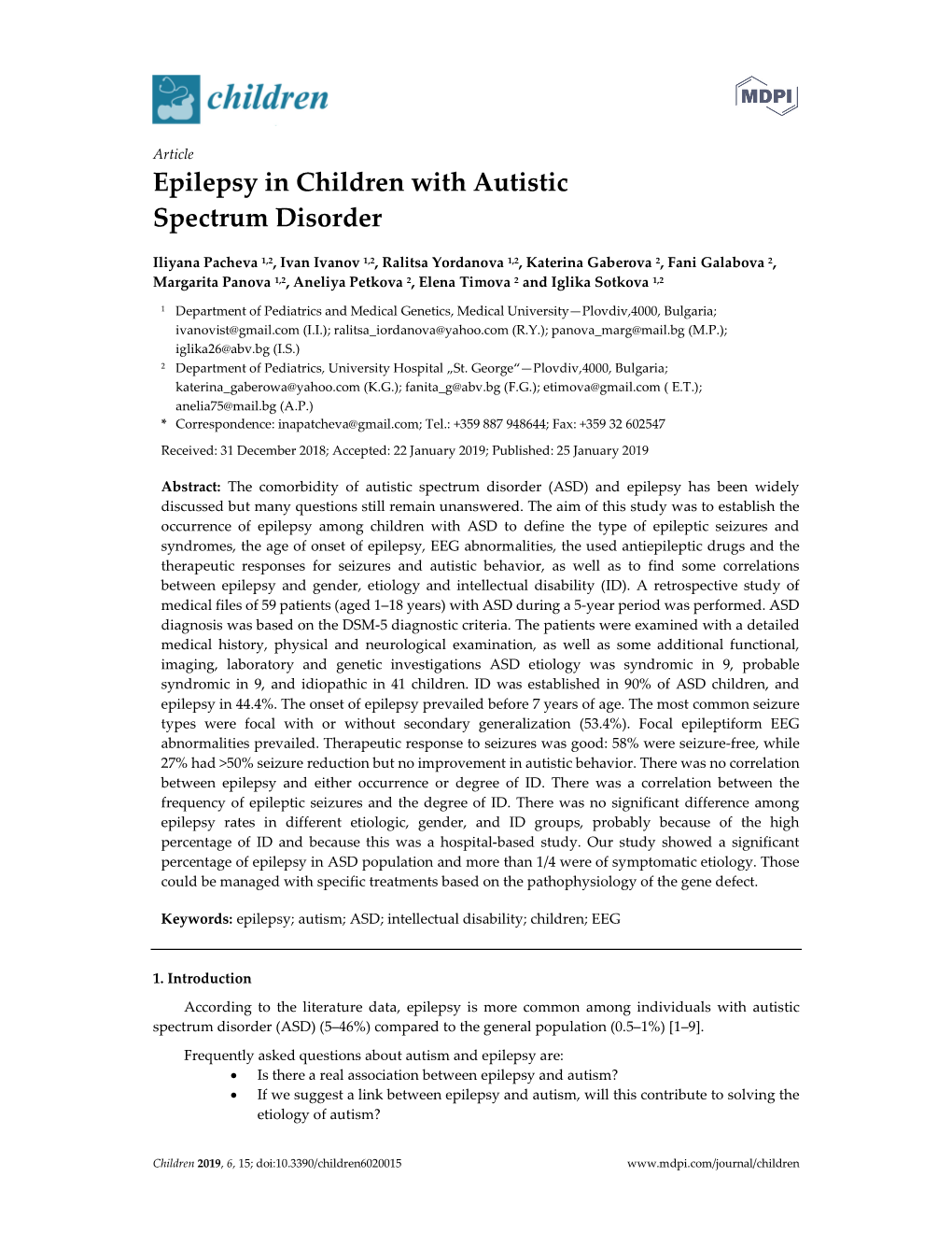 Epilepsy in Children with Autistic Spectrum Disorder