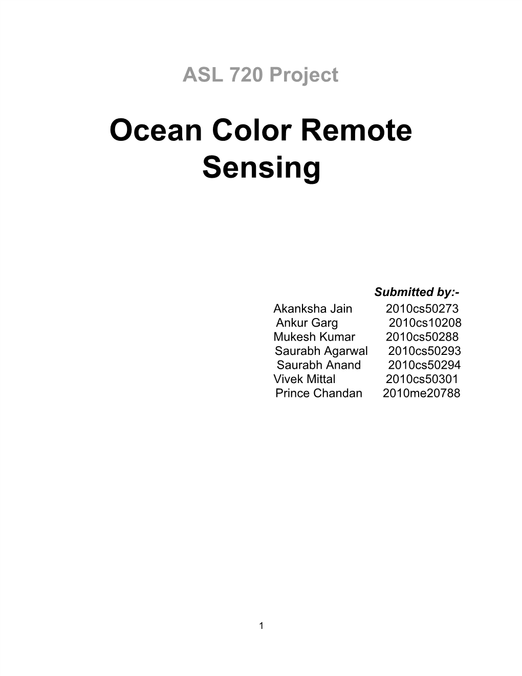 Ocean Color Remote Sensing