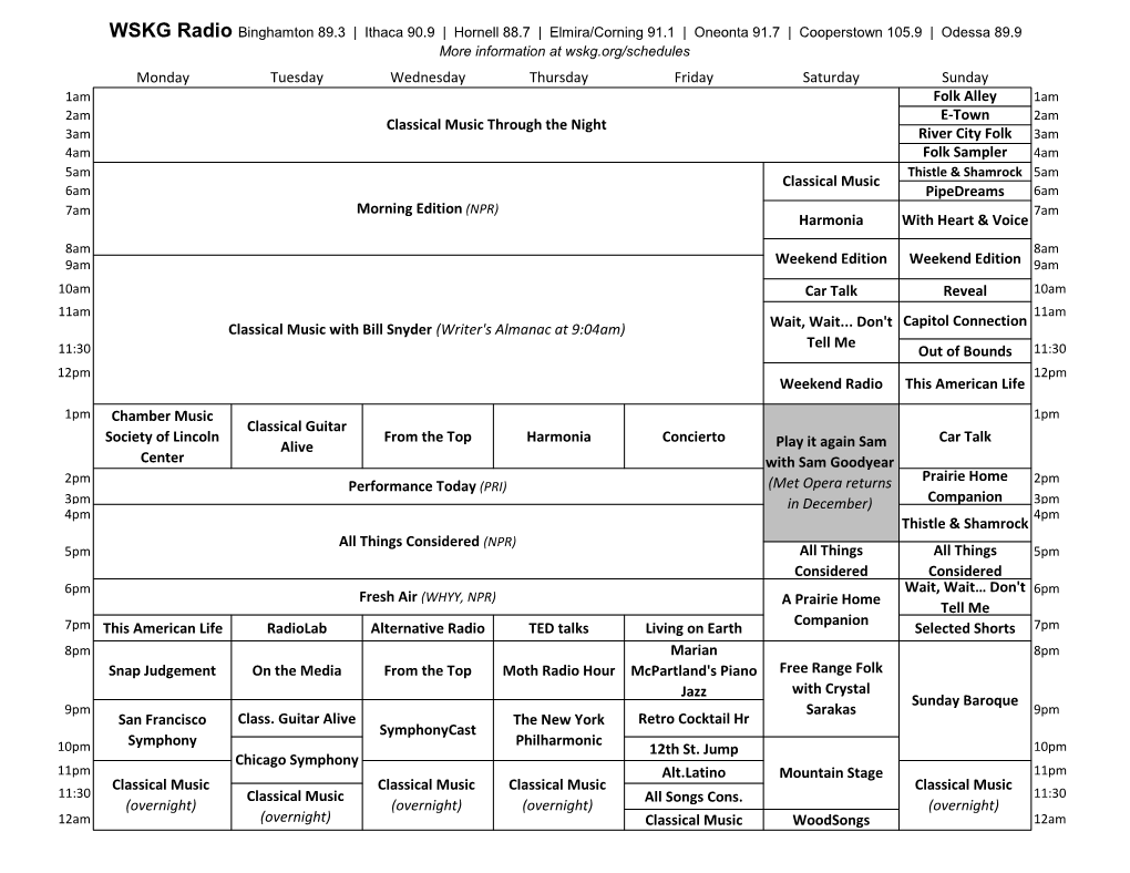 Radio Guide, WSKG and WSQX