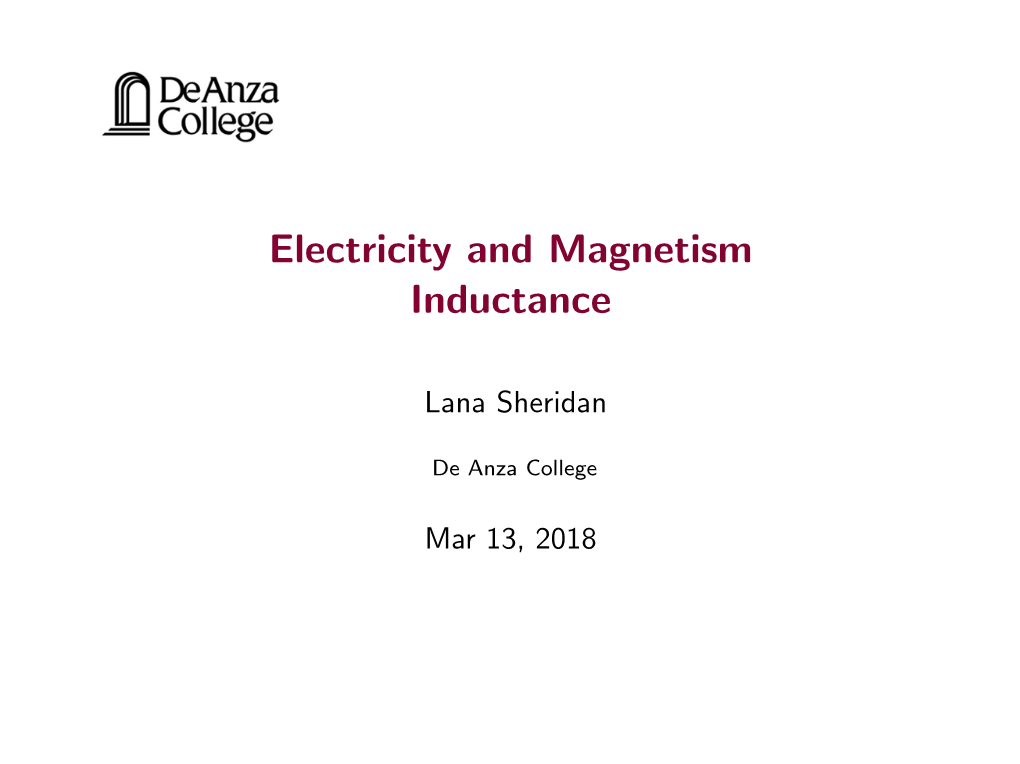Electricity and Magnetism Inductance