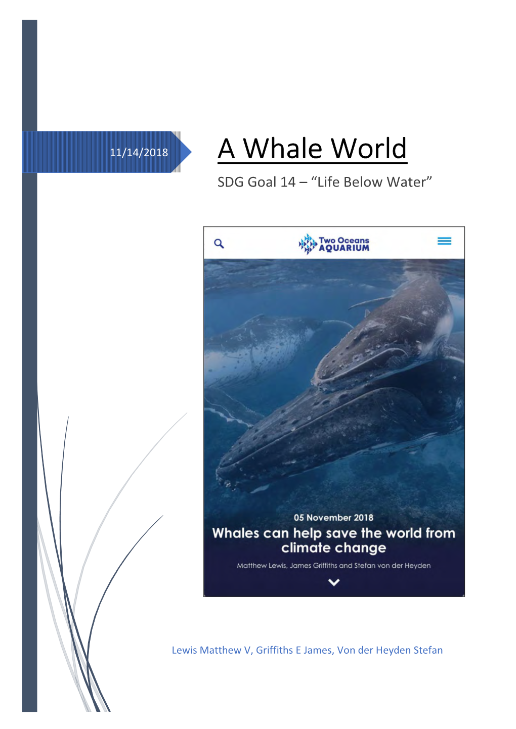 A Whale World SDG Goal 14 – “Life Below Water”