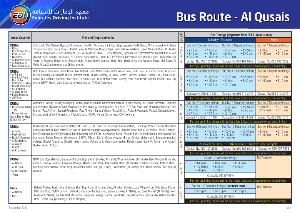 Al Qusais-Bus Route September