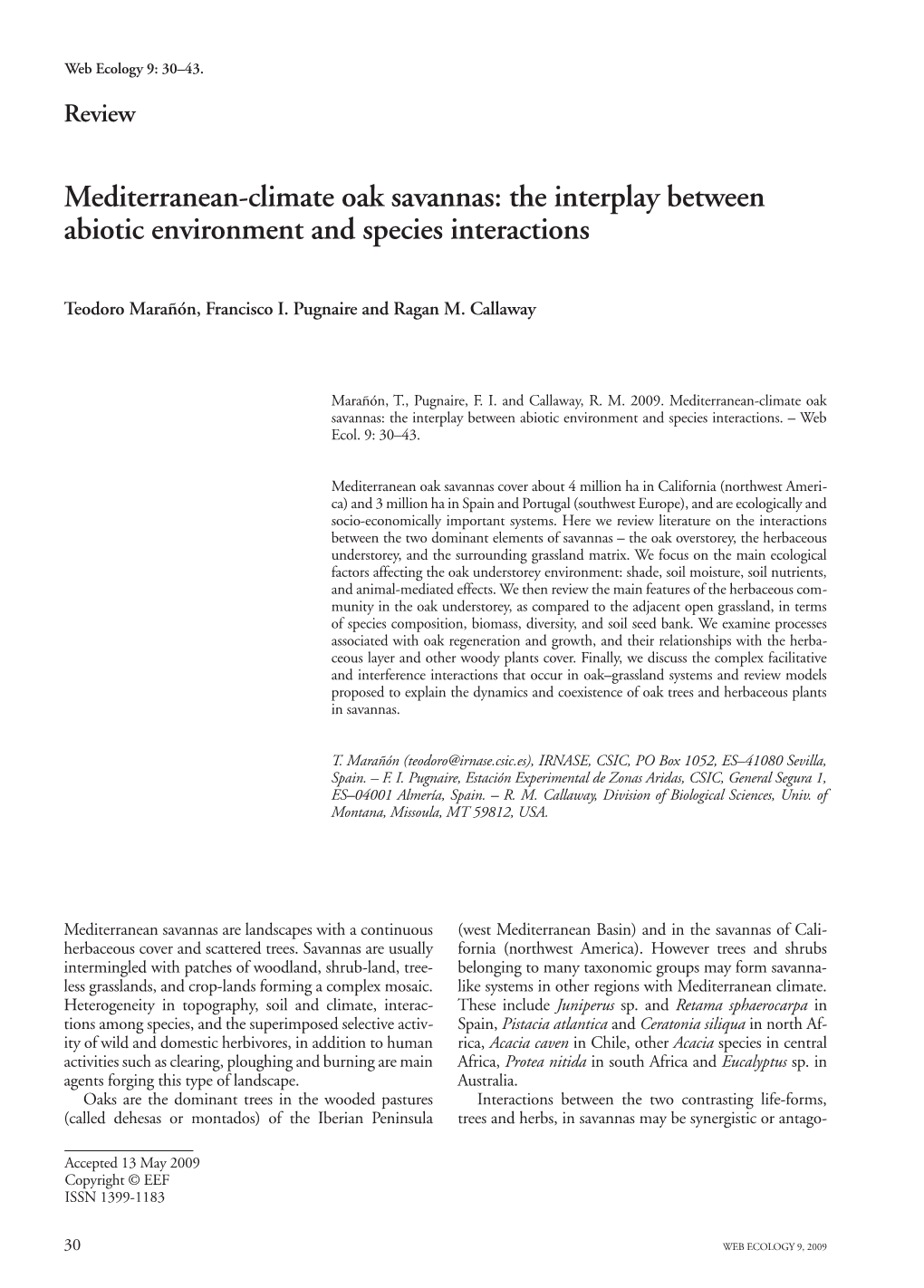 Mediterranean-Climate Oak Savannas: the Interplay Between Abiotic Environment and Species Interactions